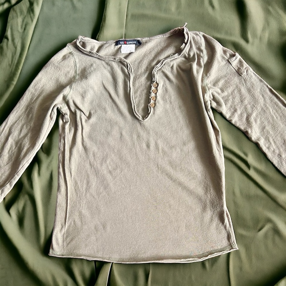 🔵 3/ $15 - Sud Express Army Green Tee Shirt Size 1